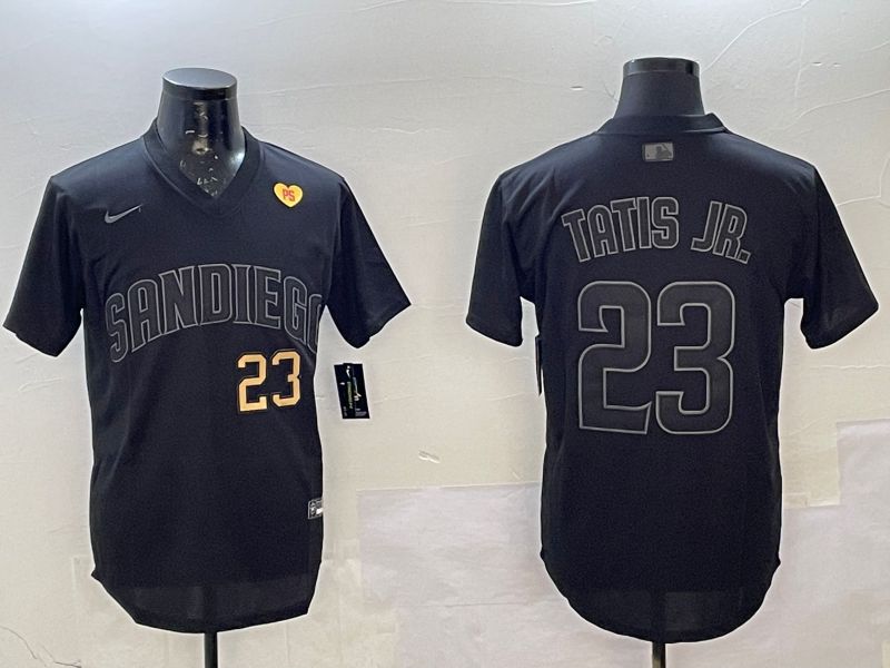 Men 2025 San Diego Padres #23 Tatis jr Black Throwback Nike MLB Jersey style 7124